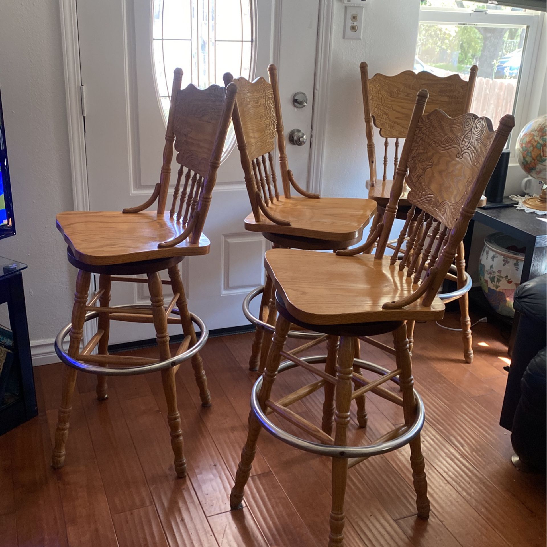 4 Swirl Wooden Bar Stool Chairs $200 OBO