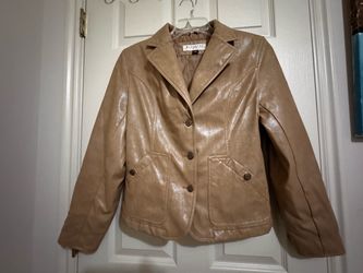 Maurices Tan Faux Leather Button-Up Jacket