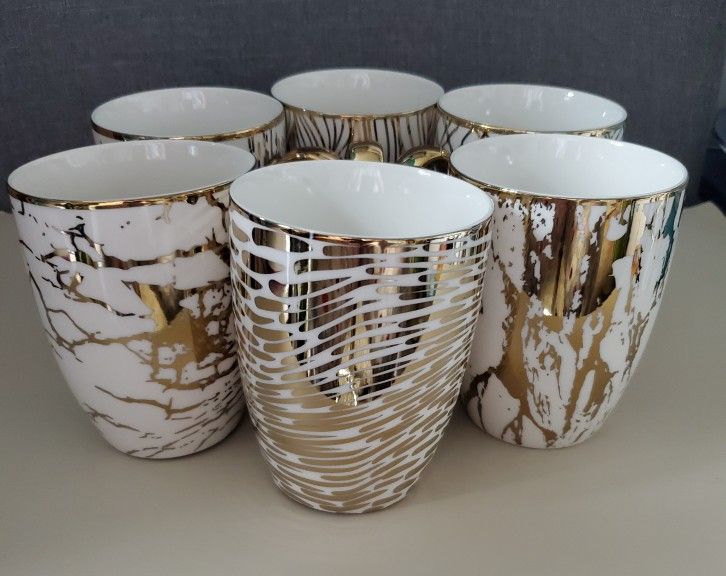 6 Gold Plated Coffee Mugs