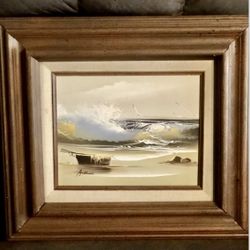 Vtg Antonio Oil Painting Signed Rare 15x17 1/2” Ocean Scene