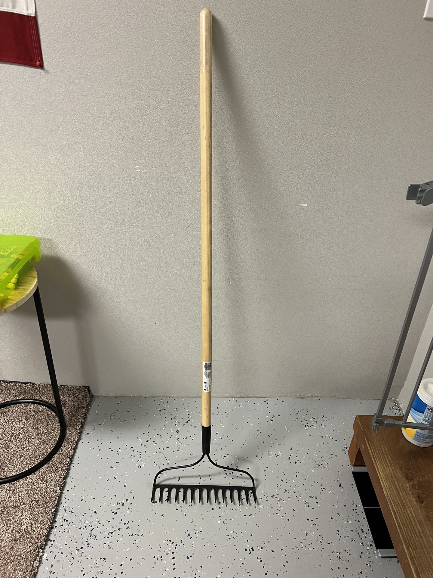 Gardening /Thatching Grass Rake, Metal Tine (NEW, Never Used) And Brand New Push Broom