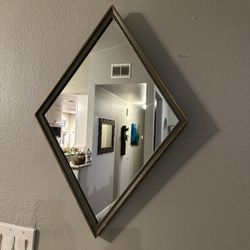 Beautiful Vintage Olive Green & Gold Mirror 