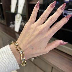 Bracelet Yellow Gold 14k. Aquamarine 