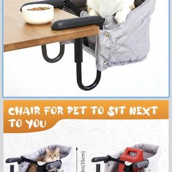 Dog High Chair for Table, Cat Desk Perch, Pet Feeding Booster, Seat Attach to Table, Hook on High Chair Portable & Foldable for Home and Travel (Small