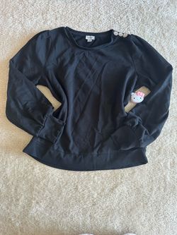 J.Crew Black Embellished Shoulder Sweatshirt Size Medium Long Sleeve