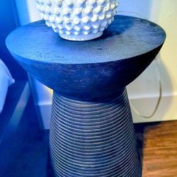 Black Wood Pedestal  Side Table