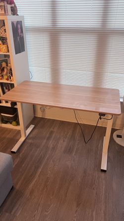 Electric Standing Desk (White & Maple)