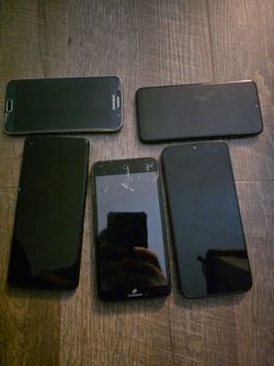 Lot of 5 tracfone smartphones for parts samsung