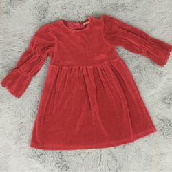 GUESS 4T Baby Toddler Red Velvet Rhinestone Embellished Pleated Dress