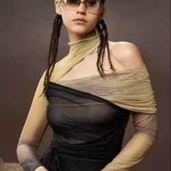 Cider Asymmetrical Sheer Layered Off-Shoulder bodysuit in hombre - Sm/Sz 4