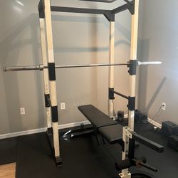 Full Squat Rack Bench Press Weightlifting Set