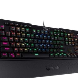 Redragon K586 RGB Mechanical Gaming Keyboard, 10 Dedicated Macro Keys, Convenient Media Control, and Detachable Wrist Rest