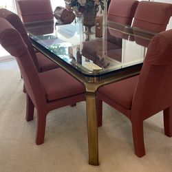 Glass/Brass Dining Table