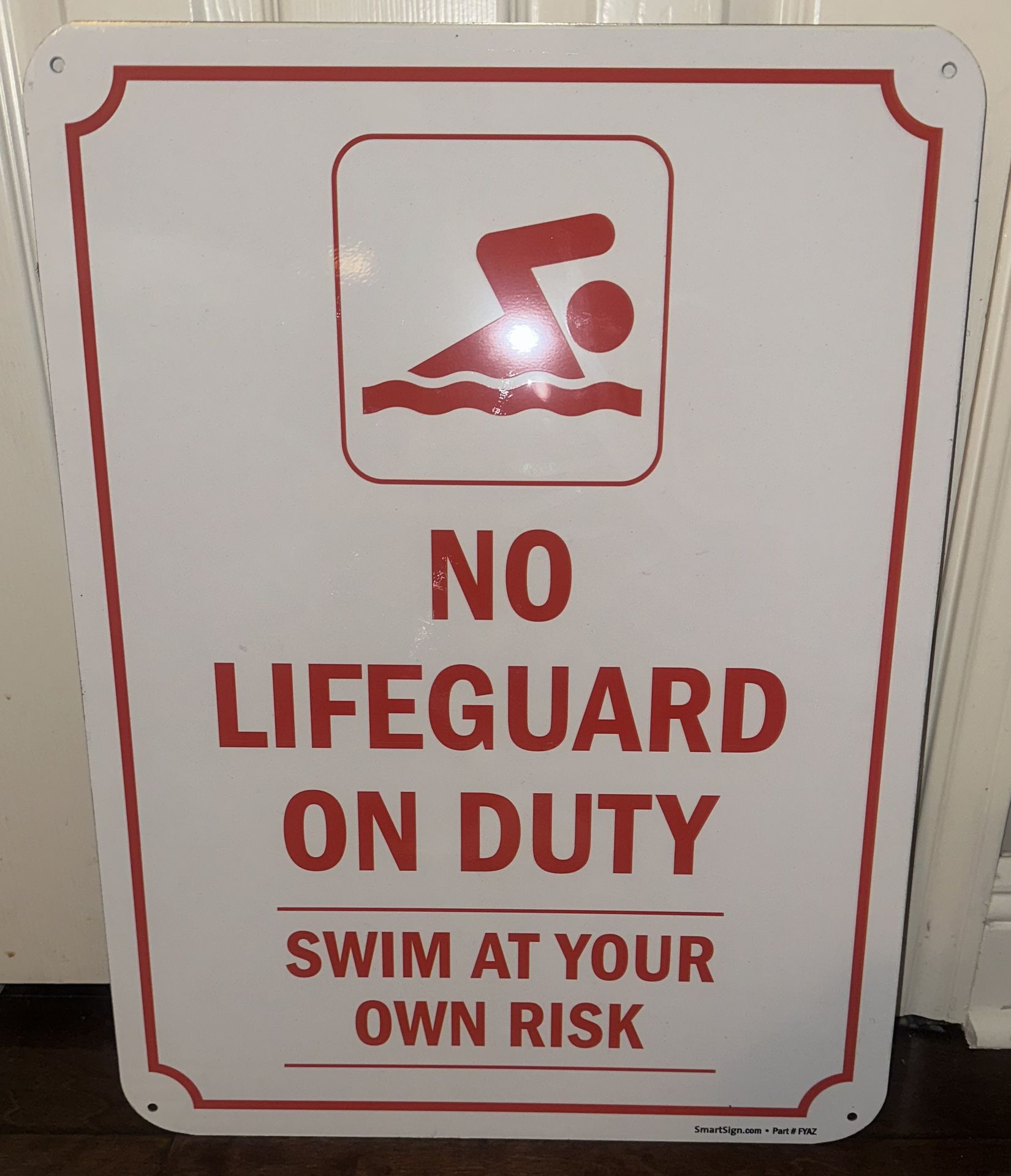 No Lifeguard On Duty Sign 