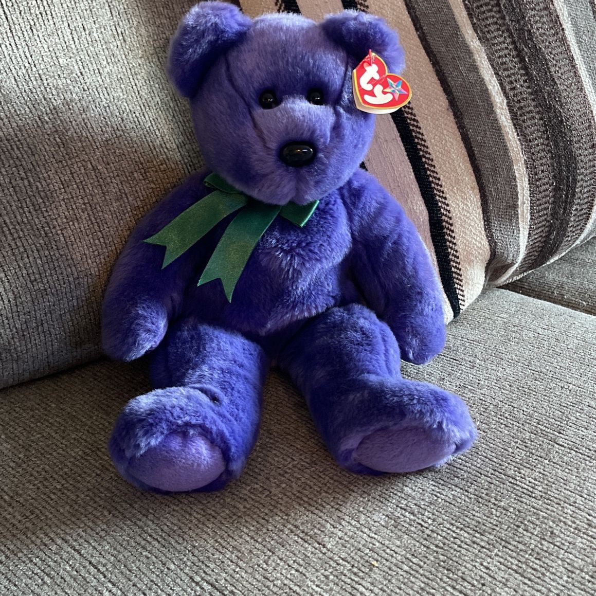 Vintage TY Retired Purple Employee Bear Beanie Baby Buddy Collection 2000