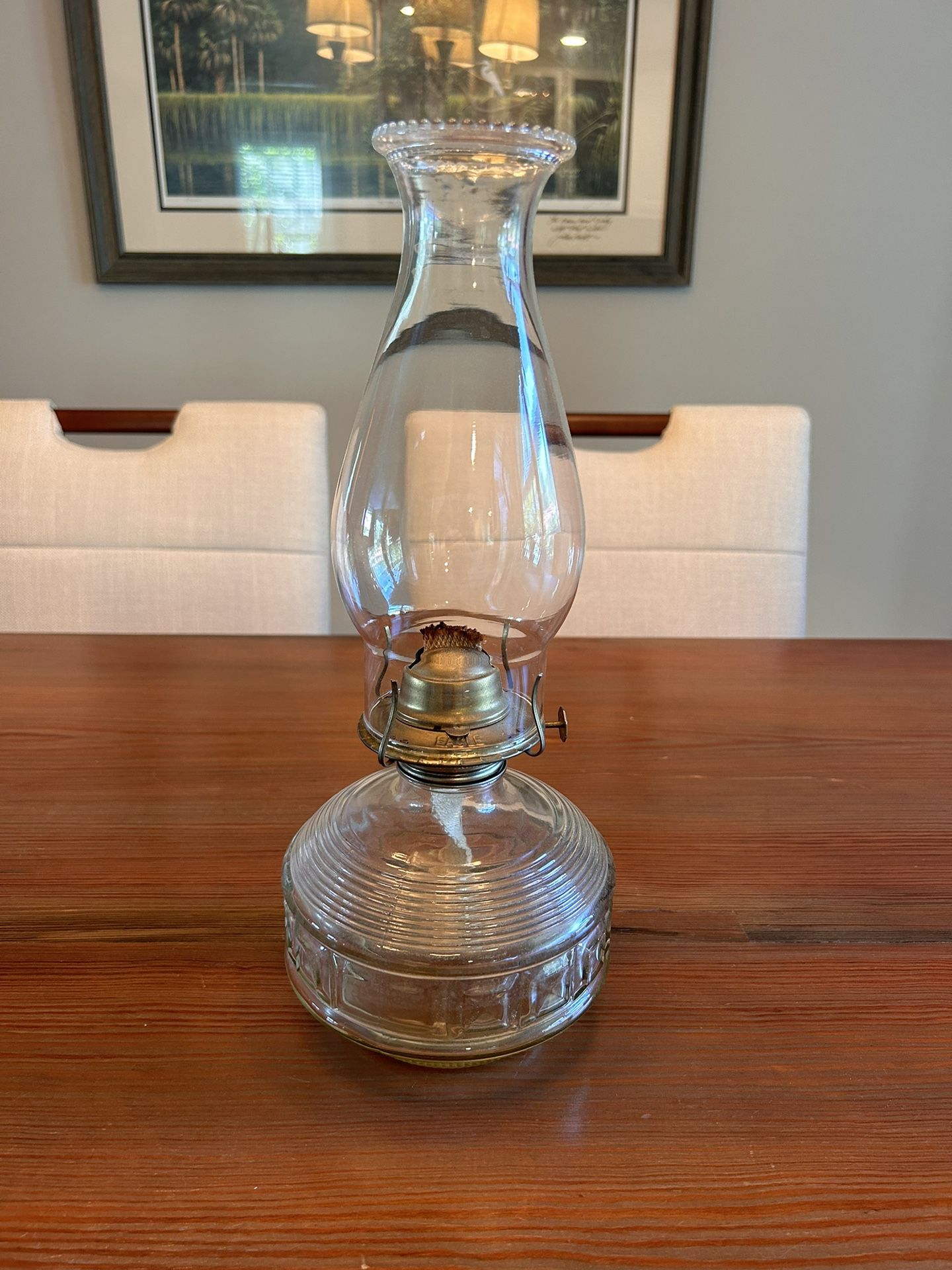Vintage Patio Glass Oil Lamp 14" Tall 5 1/2" Wide Eagle Brand 