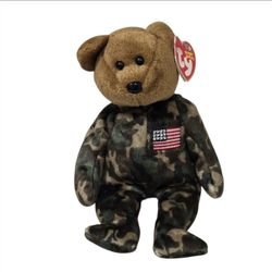 Ty Beanie Babies Hero Camouflage Bear Bean Filled Plush 6" Stuffed Animal Army