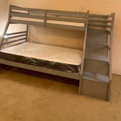 Bunk Beds with Stairs - Many Colors - Twin Over Full - SAME DAY DELIVERY - No Credit Needed - Bedroom Furniture