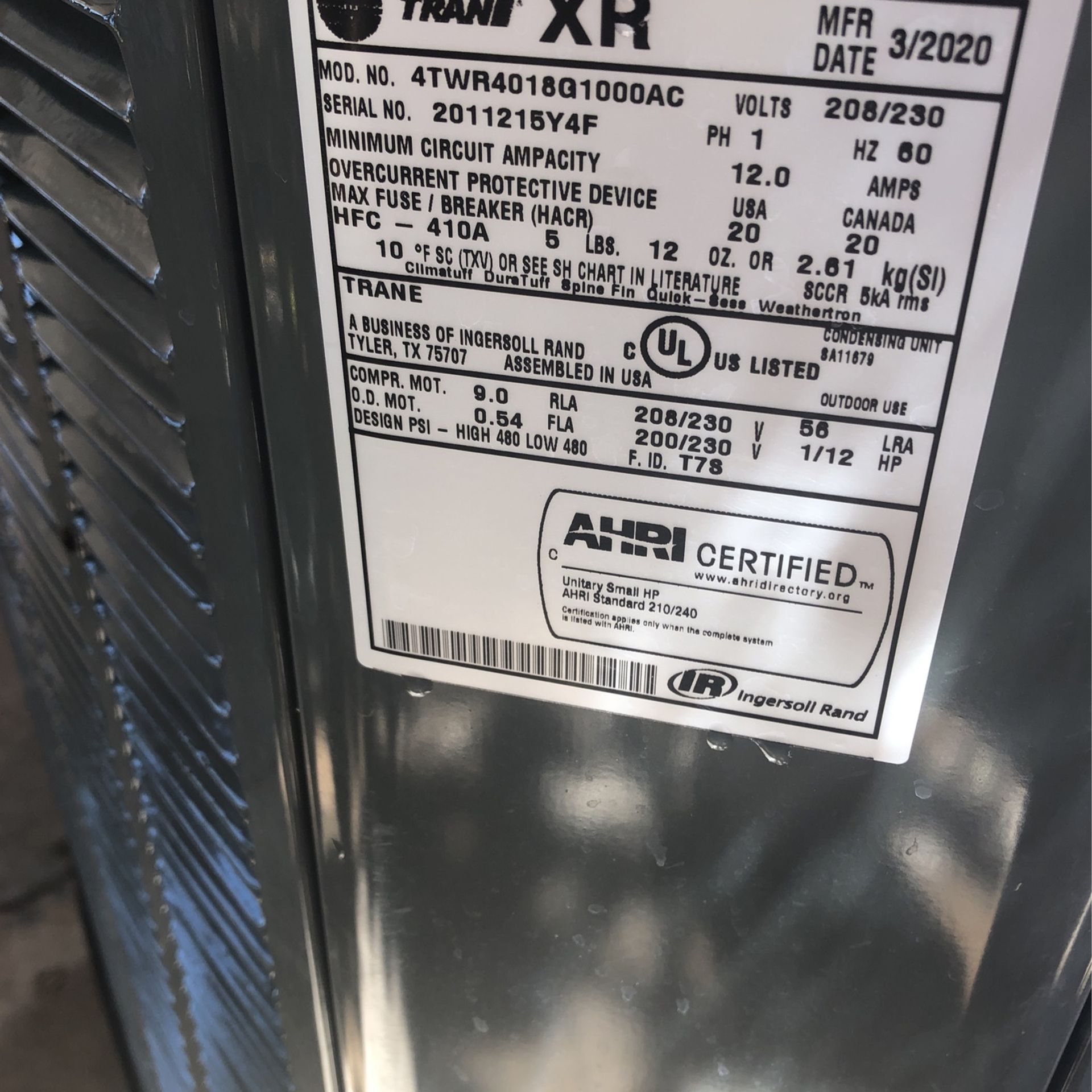 Condenser Trans 1.5 Ton 14 Seer 410-A