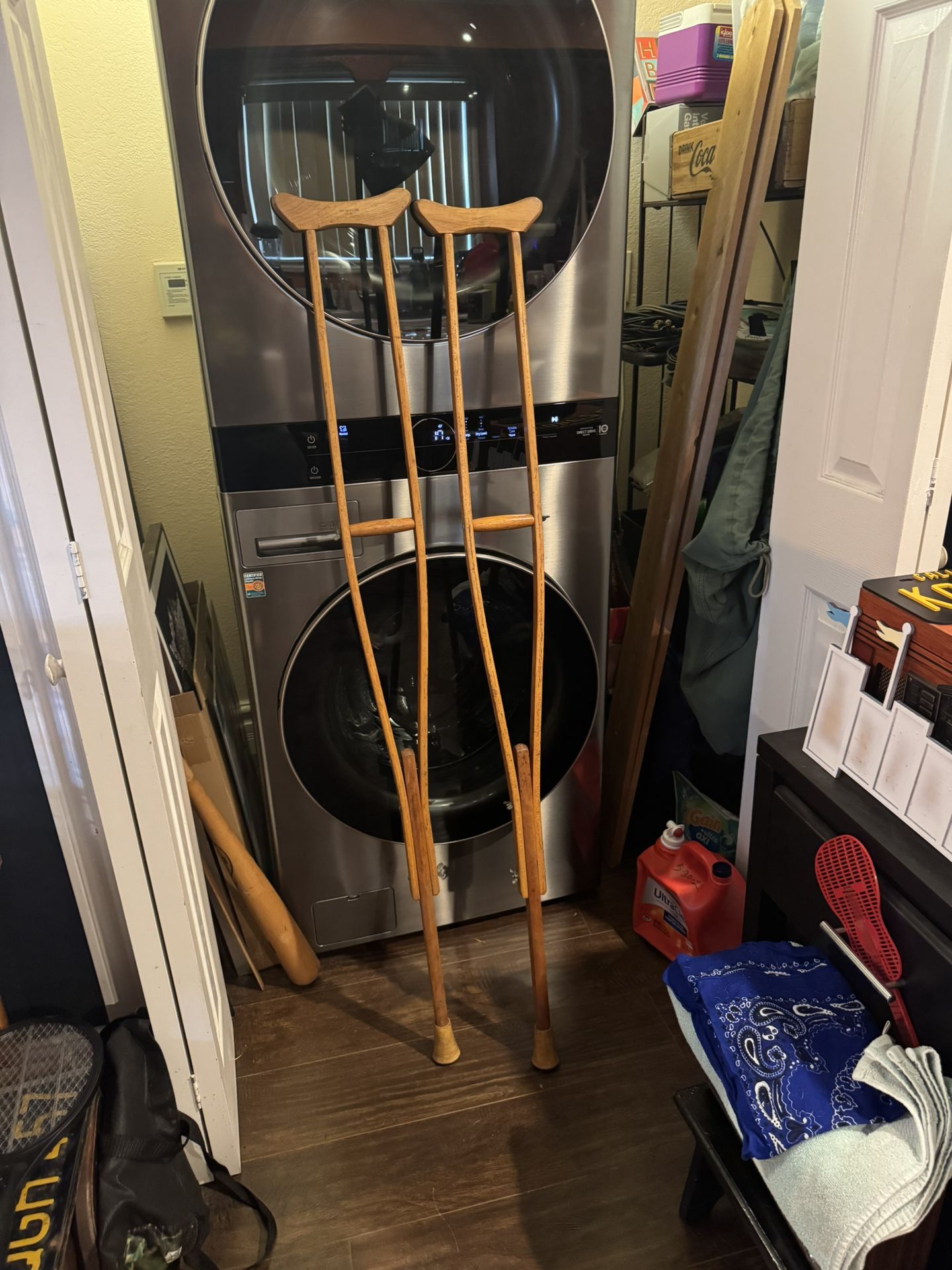 Vintage Adjustable Wooden Adult Crutches