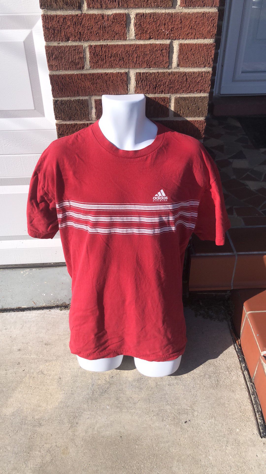 Men’s size LARGE red and white Adidas shirt