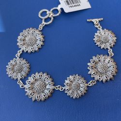 Sterling Silver Sunflower Bracelet 
