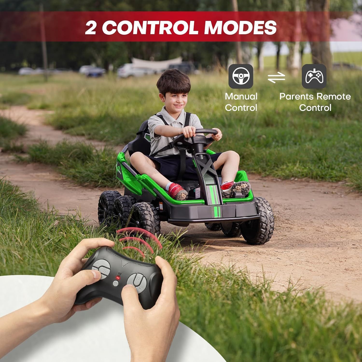 24V Ride on Toys for Big Kids, 6 Eva Wheels UTV, 4x75W 5.9MPH Powerful Electric Car, 4WD/2WD Switch, Parent Remote, 4 Shock Absorbers, Perfect Choice