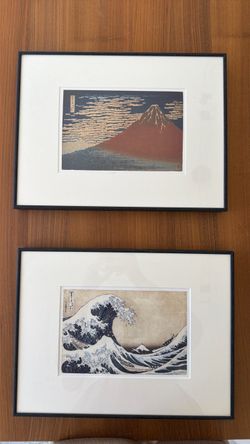 Hokusai Framed Art Prints Set of 2