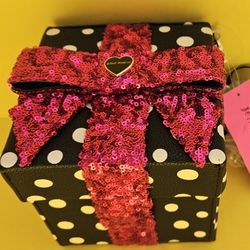  Betsy Johnson Polka Dot Gift Box Sequins Crossbody Bag