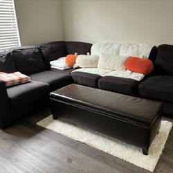 3 Piece Brown Sectional. Also Free Full Size Mattress With Frame