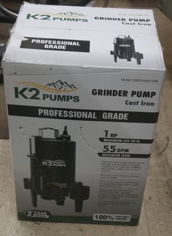 Professional GRADE 1 HP Cast Iron Submersible Grinder/Sewage Pump, 115V  NEW WITH  Piggyback Tether Switch, MODEL NUMBER  SWG10001TPK