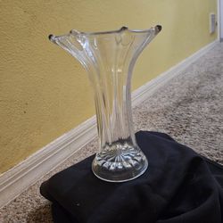 Antique Large 9" Imperial Glass EAPG Swung Vase Morning Glory Ribbed Clear