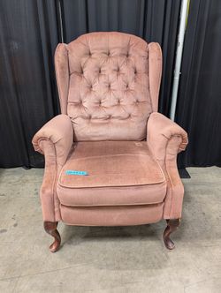 Dusty Rose Velvety Wingback Recliner