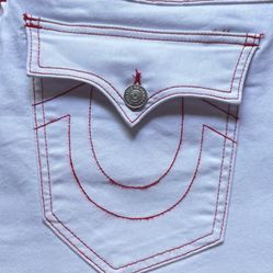 white red stitch true religion pants 