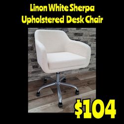 New Linon White Sherpa Upholstered  Desk Chair: Njft
