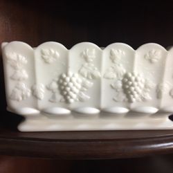 Beautiful rectangular milk glass dish