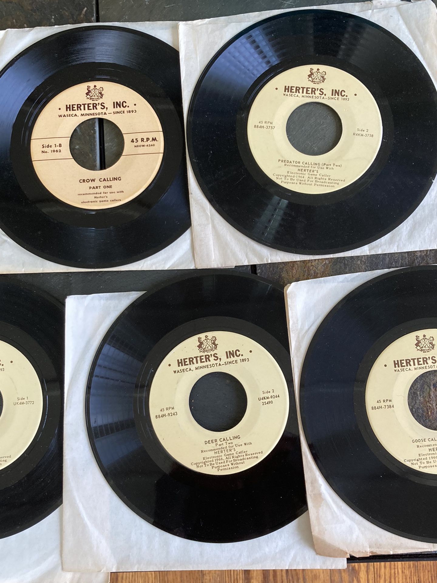 Very Rare 45 RPM Records Of Deer, Moose, Elk And More  5 Records