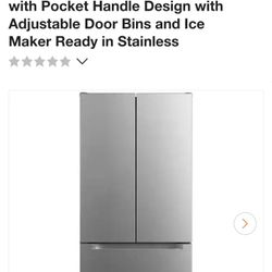 Crosley
30 in. 18.4 cu. ft. French Door with Pocket Handle Design with Adjustable Door Bins and Ice