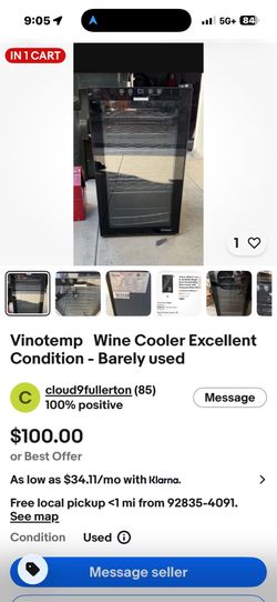 Vinotemp   Wine Cooler Excellent Condition - Barely used