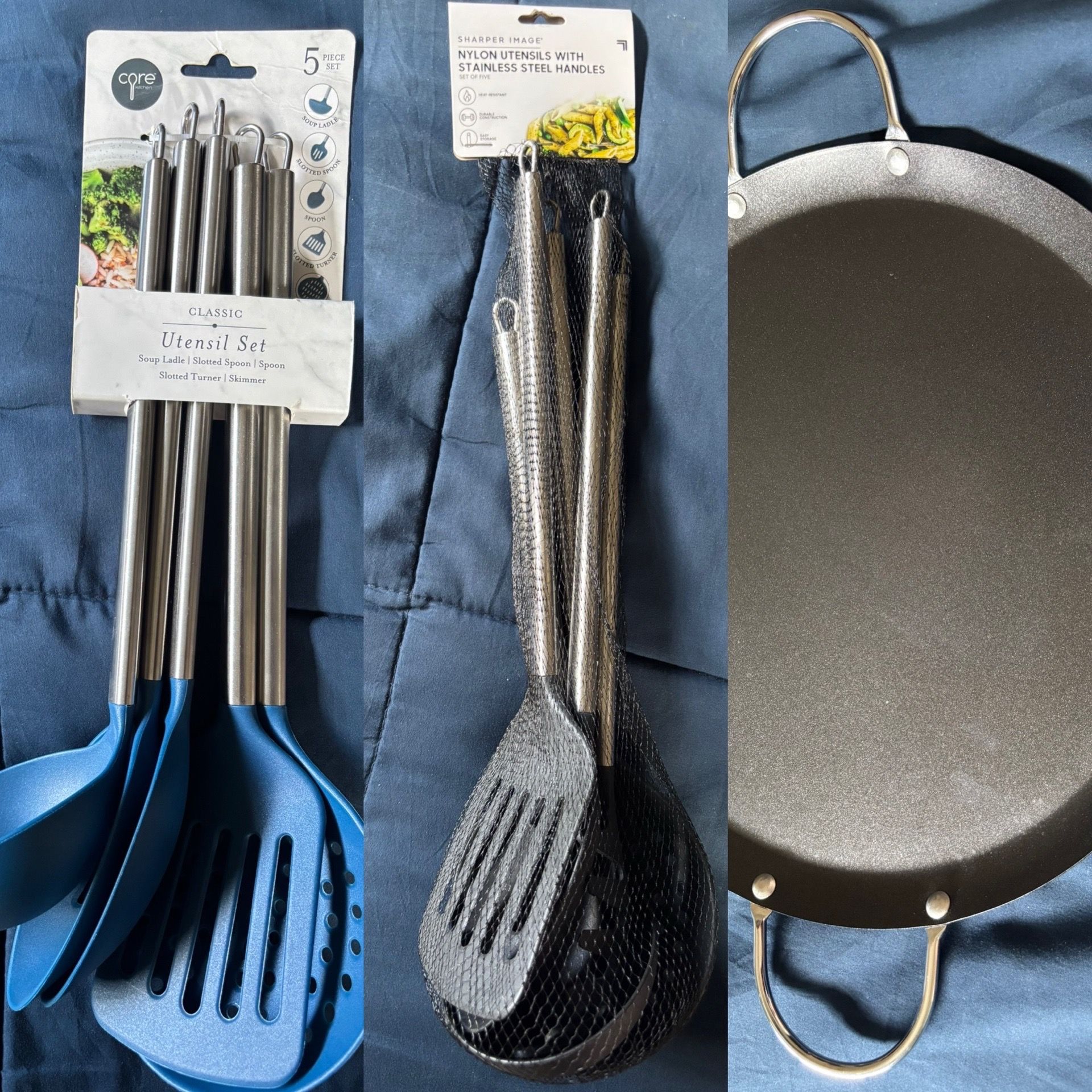 2 Sets Kitchen Utensils and 9” Round Comal Griddle Pan