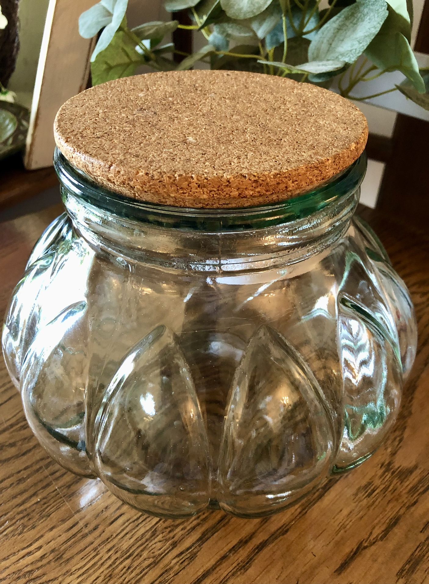 Vintage Green Glass Snack Jar