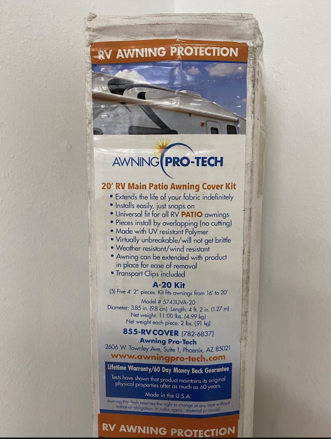 Awning Pro-tech 20” RV Main Awning Cover Kit