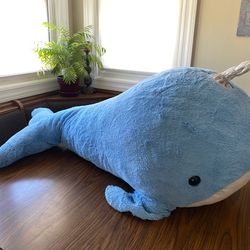 Huge Plush WHALE- 46” Narwhal