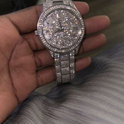 MK Silver Watch With Diamonds 
