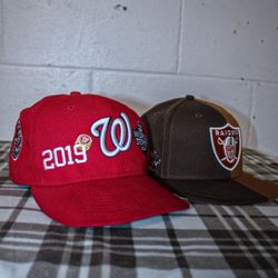 Red Washington Nationals and Brown Raiders Hat