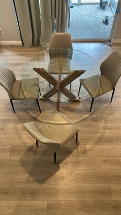 $200 Norris Natural Glass Top 48 in. Dining Table Seats 4