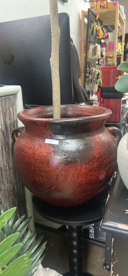 Large Red and Black Ceramic Pot