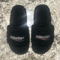 Balenciaga fur slides