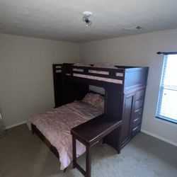 Twin/Full Bunk Bed With Chest and Desk Attachment