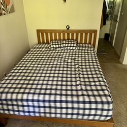 Wooden Bed Frame with Mattress full size